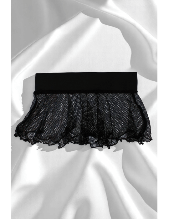 Mini jupe noire en résille large transparente Sofia - LSN4