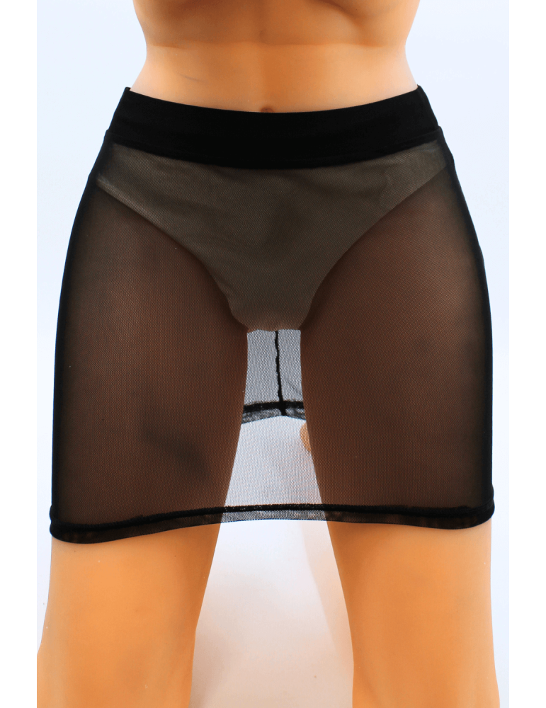 Jupe noire en résille transparente Maya - LSN1 Jupe noire en résille transparente Maya - LSN1