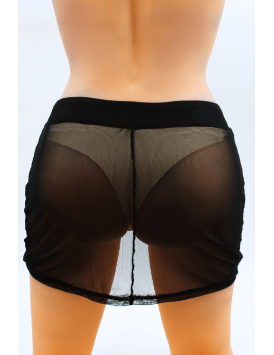 Jupe noire en résille transparente Maya - LSN1