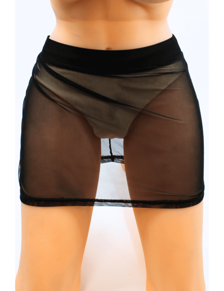 Jupe noire en résille transparente Maya - LSN1