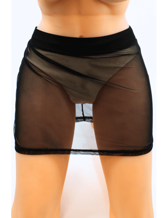 Jupe noire en résille transparente Maya - LSN1