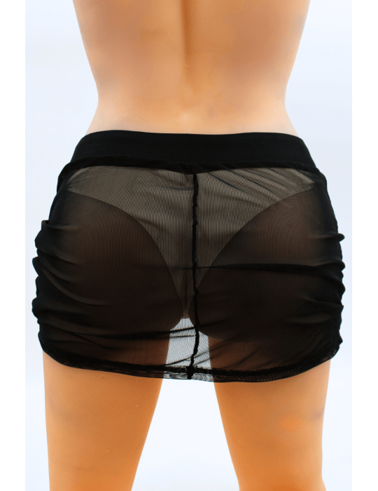 Jupe noire en résille transparente Maya - LSN1