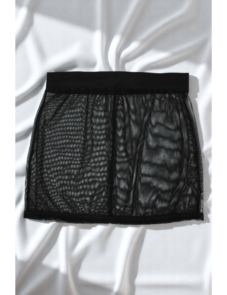 Jupe noire en résille transparente Maya - LSN1