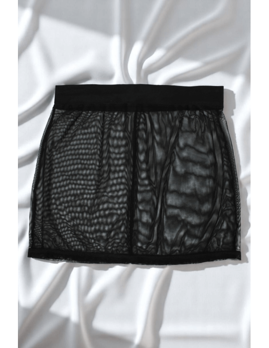 Jupe noire en résille transparente Maya - LSN1