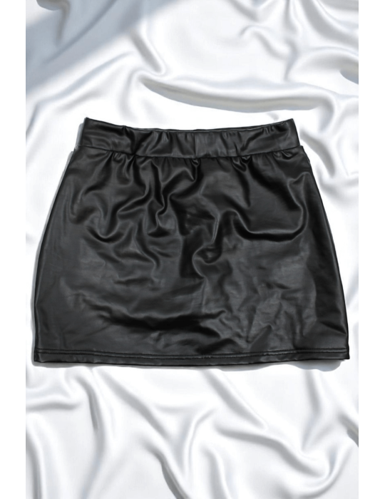 Jupe noire en simili cuir mat Sifia - LSL5-S