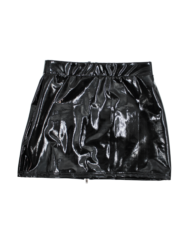 Jupe noire en simili cuir avec zip Lara - LSL6-S