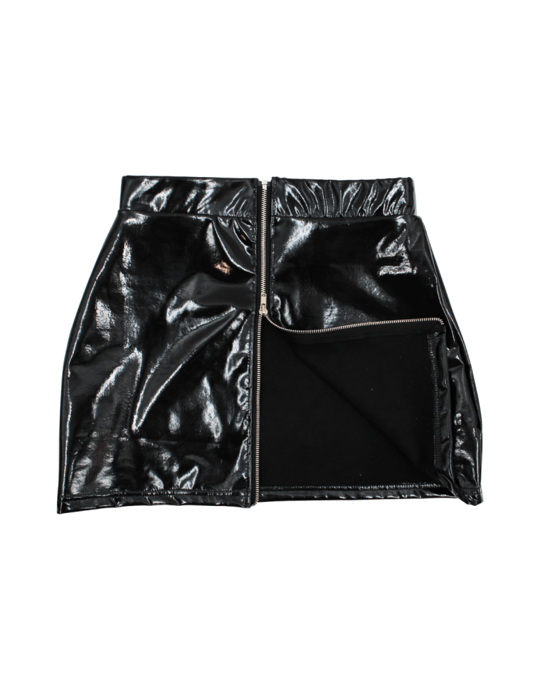 Jupe noire en simili cuir avec zip Lara - LSL6-S