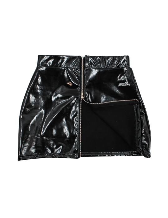 Jupe noire en simili cuir avec zip Lara - LSL6-S