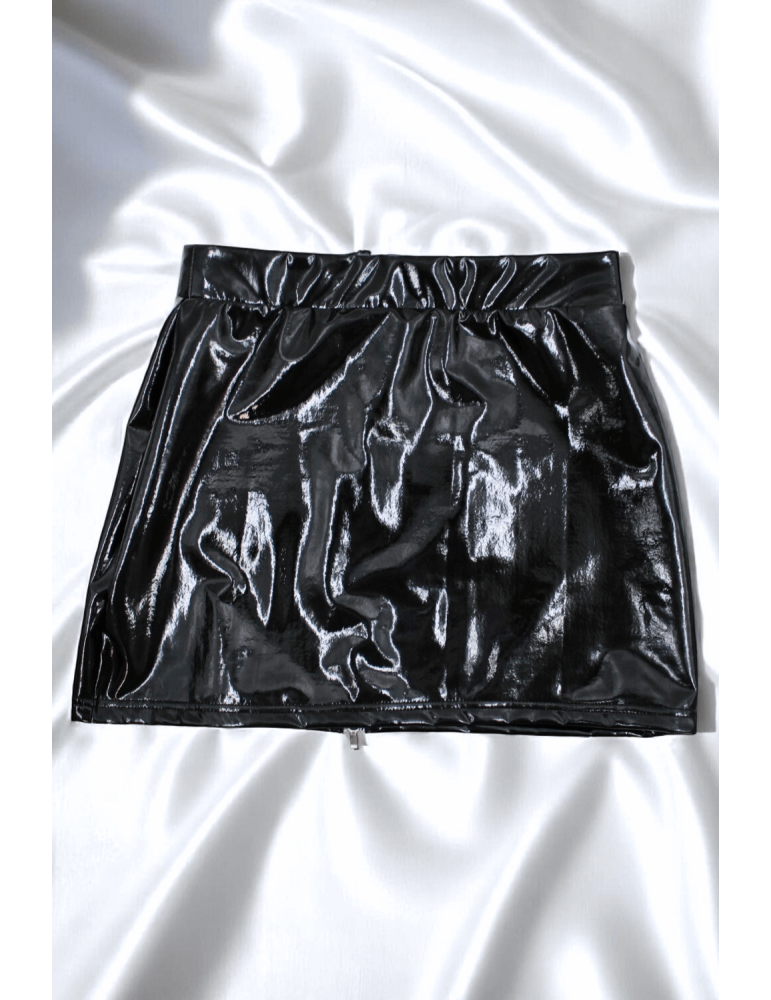 Jupe noire en simili cuir avec zip Lara - LSL6-S