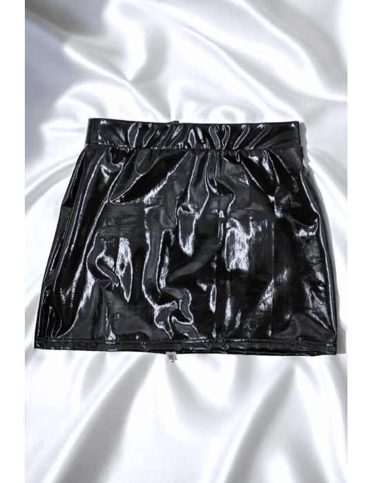 Jupe noire en simili cuir avec zip Lara - LSL6-S