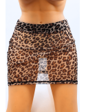 Jupe en résille transparente imprimé léopard Clara - LSN2