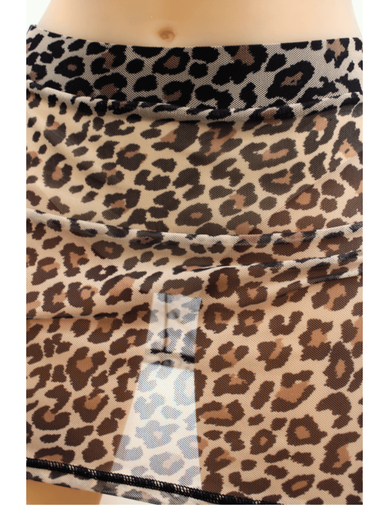 Jupe en résille transparente imprimé léopard Clara - LSN2