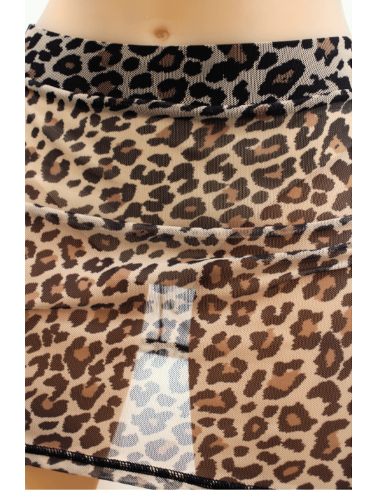 Jupe en résille transparente imprimé léopard Clara - LSN2