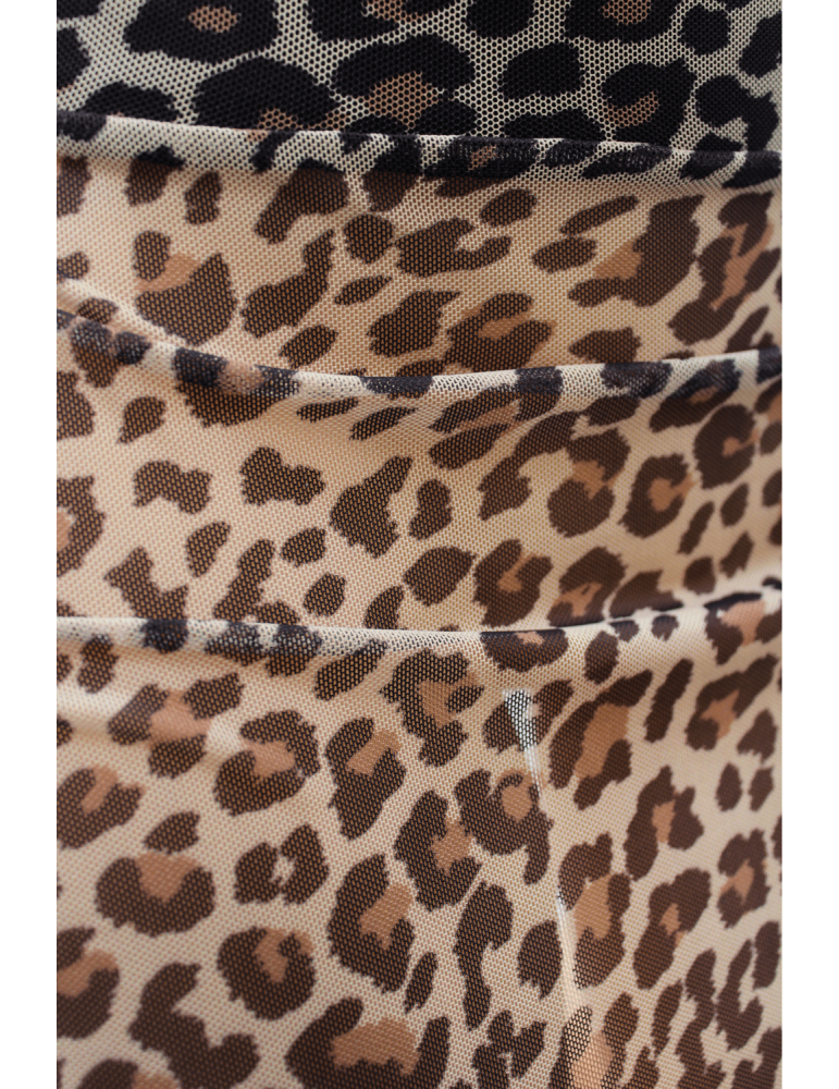 Jupe en résille transparente imprimé léopard Clara - LSN2