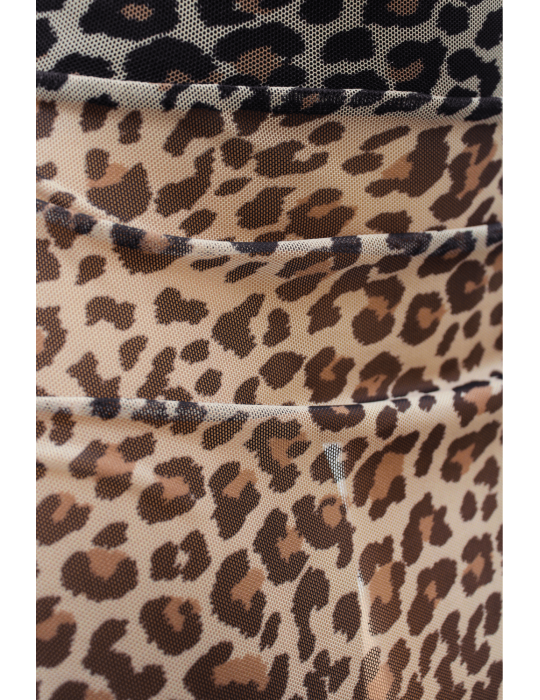 Jupe en résille transparente imprimé léopard Clara - LSN2
