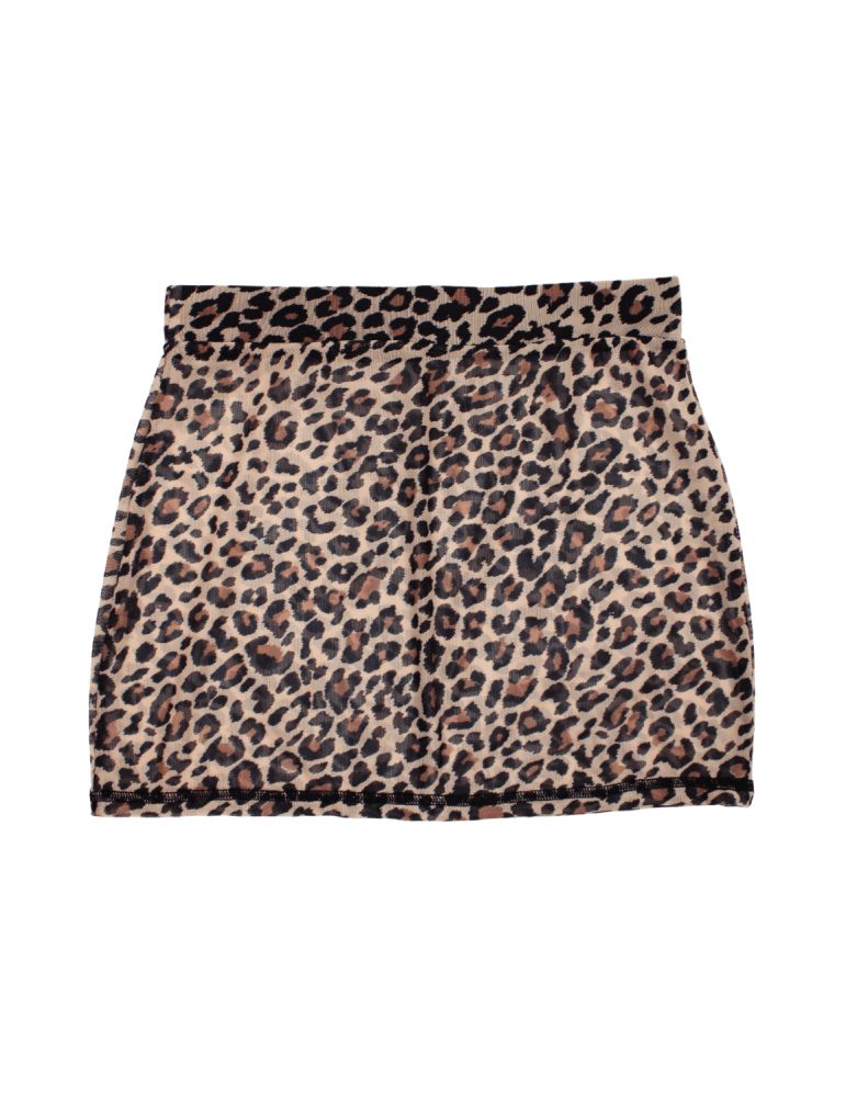 Jupe en résille transparente imprimé léopard Clara - LSN2