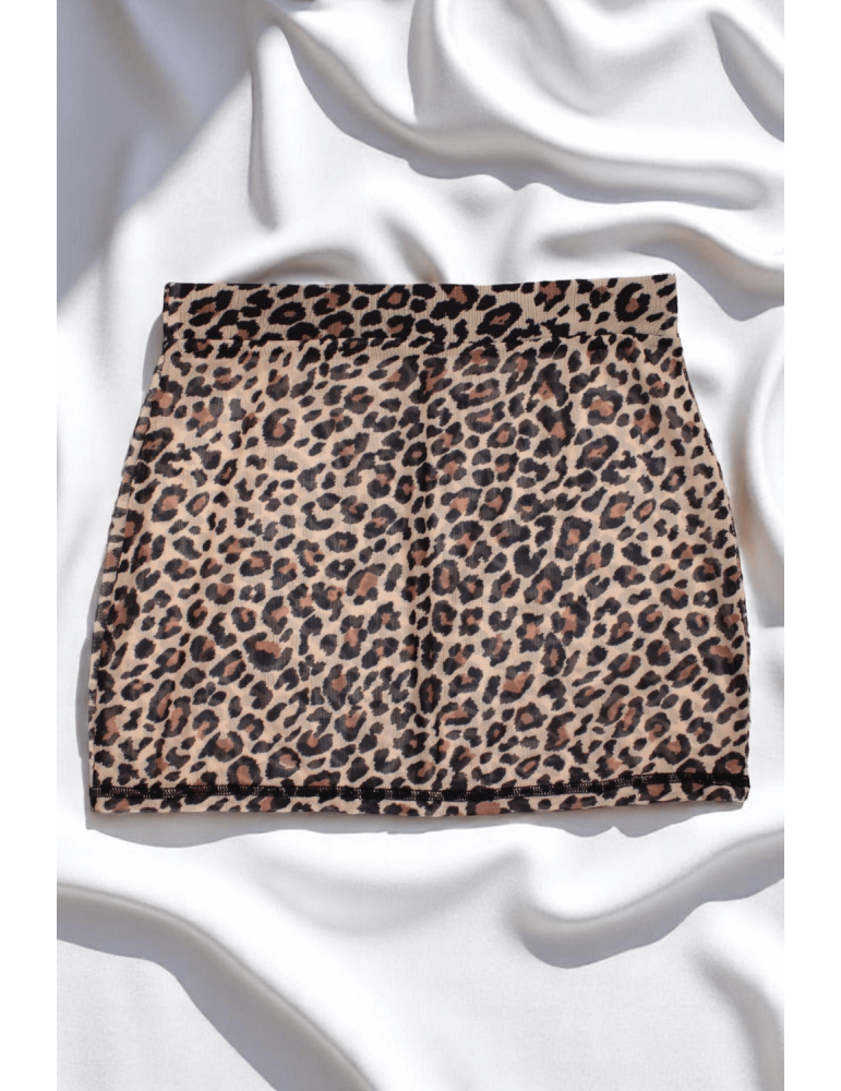 Jupe en résille transparente imprimé léopard Clara - LSN2