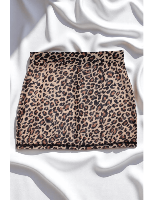Jupe en résille transparente imprimé léopard Clara - LSN2