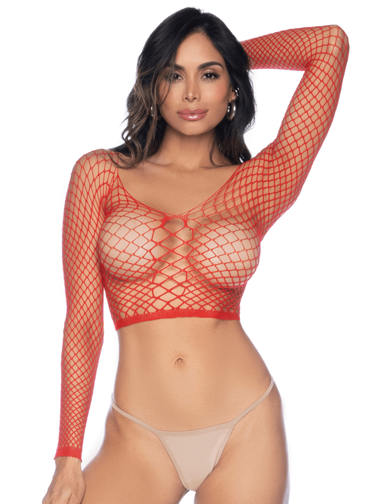 2 en 1 Top ou pantalon en résille rouge - MAL1120RED 2 en 1 Top ou pantalon en résille rouge - MAL1120RED