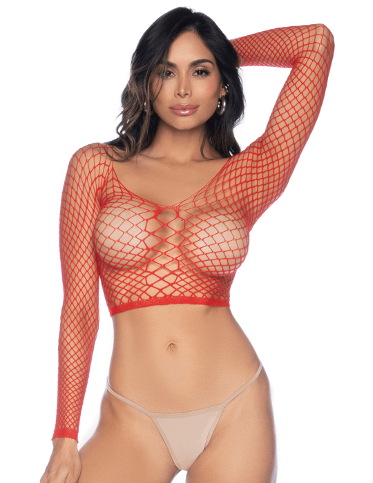 2 en 1 Top ou pantalon en résille rouge - MAL1120RED 2 en 1 Top ou pantalon en résille rouge - MAL1120RED