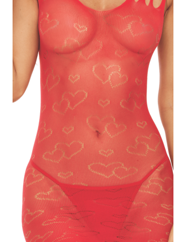 Robe résille fantaisie coeur rouge - REN7109-RED 2