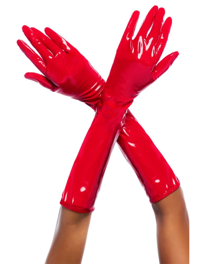 Gants en vinyle rouge - MAL125GLRD