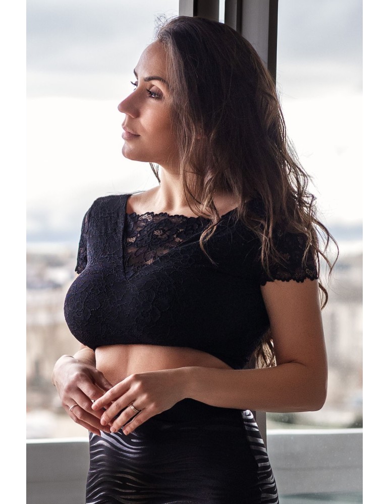 Top court noir bi matière réversible - LTK2-BLK Top court noir bi matière réversible - LTK2-BLK