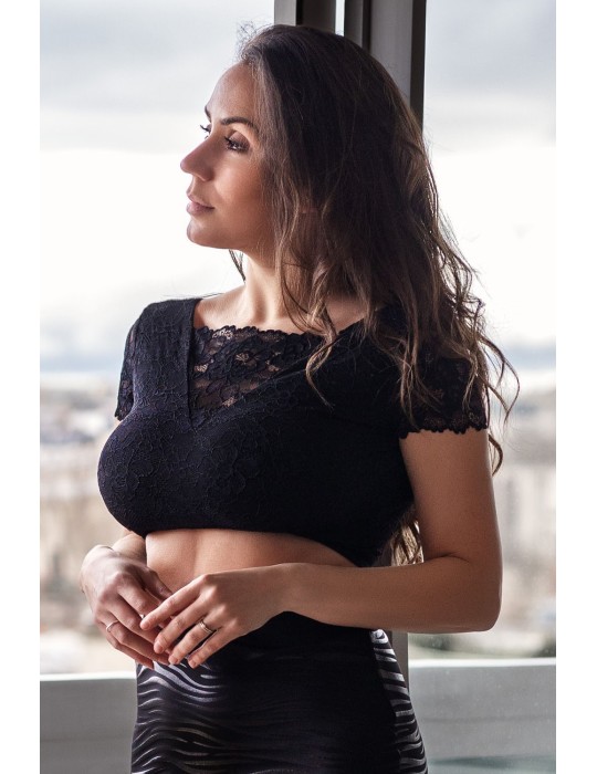 Top court noir bi matière réversible - LTK2-BLK Top court noir bi matière réversible - LTK2-BLK