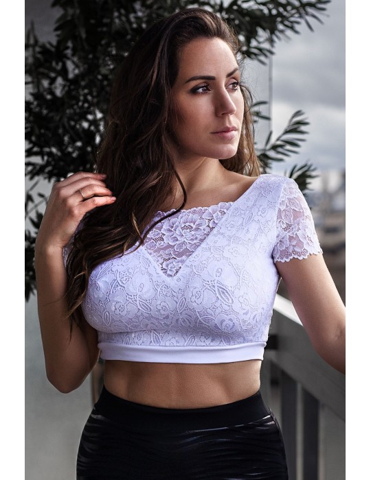 Top sexy court blanc bi matière réversible - LTK2-WHT Top sexy court blanc bi matière réversible - LTK2-WHT