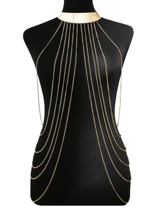 Bijou Tour de cou avec chaines de corps doré - BCHA001GLD Bijou Tour de cou avec chaines de corps doré - BCHA001GLD