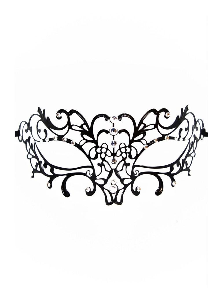Masque vénitien Elena rigide noir  avec strass  - HMJ-003BK Masque vénitien Elena rigide noir  avec strass  - HMJ-003BK