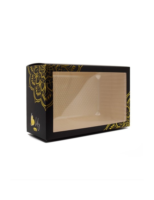 Masque vénitien Elena rigide noir  avec strass  - HMJ-003BK