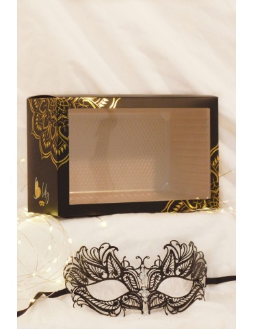 Masque vénitien Greta rigide noir avec strass  -  HMJ-005BK 2