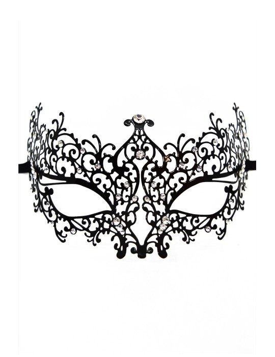 Masque vénitien Chiara rigide noir avec strass  - HMJ-016BK Masque vénitien Chiara rigide noir avec strass  - HMJ-016BK