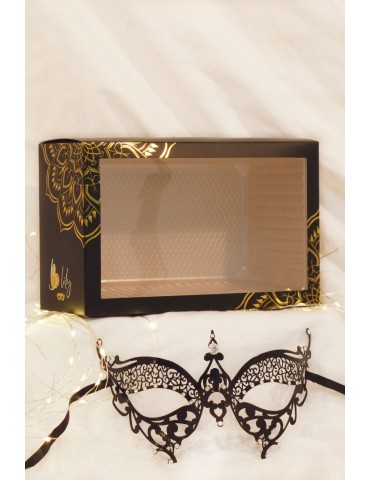 Masque vénitien Alida rigide noir avec strass  -  HMJ-026BK 2