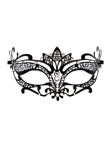 Masque vénitien Asia rigide noir avec strass - HMJ-028BK