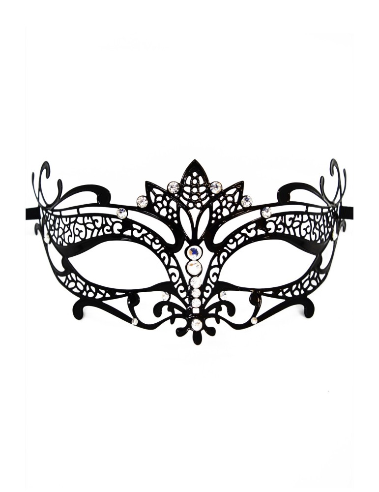 Masque vénitien Asia rigide noir avec strass - HMJ-028BK Masque vénitien Asia rigide noir avec strass - HMJ-028BK