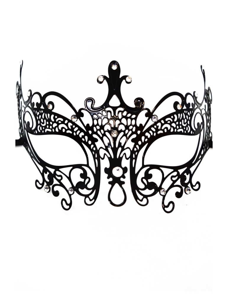 Masque vénitien Lucia rigide noir  avec strass  - HMJ-030BK Masque vénitien Lucia rigide noir  avec strass  - HMJ-030BK