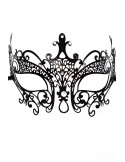 Masque vénitien Lucia rigide noir  avec strass  - HMJ-030BK