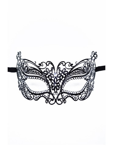 Masque vénitien Alba rigide noir avec strass  - HMJ-039BK
