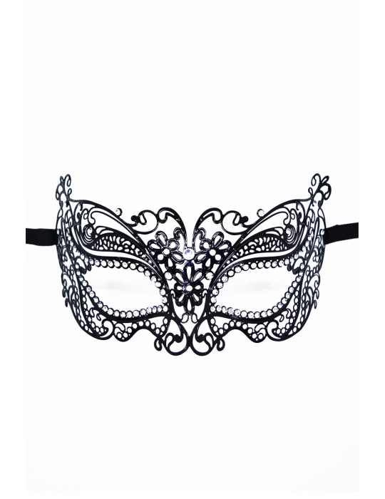 Masque vénitien Alba rigide noir avec strass  - HMJ-039BK Masque vénitien Alba rigide noir avec strass  - HMJ-039BK