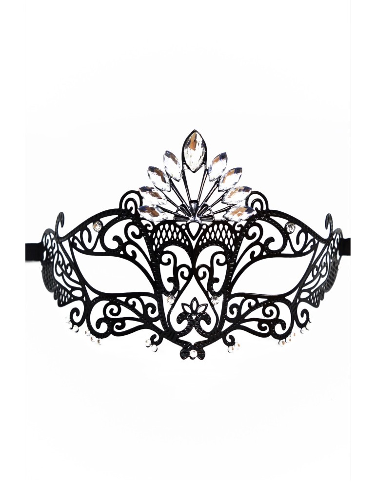 Masque vénitien Gemma rigide noir avec strass - HMJ-055BK Masque vénitien Gemma rigide noir avec strass - HMJ-055BK