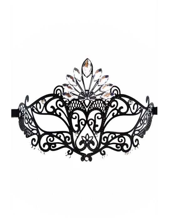 Masque vénitien Gemma rigide noir avec strass - HMJ-055BK Masque vénitien Gemma rigide noir avec strass - HMJ-055BK