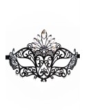 Masque vénitien Gemma rigide noir avec strass - HMJ-055BK