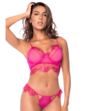 Ensemble 2 pièces en dentelle à cils rose - MAL8920LPNK