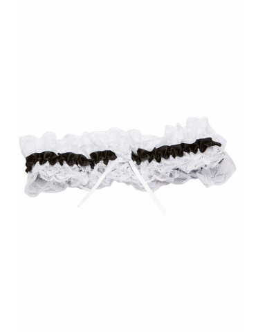 Jarretière dentelle blanche ruban noir - SOH19BLK