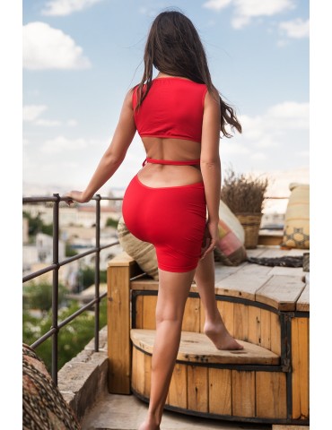 Robe rouge large décollectée Olivia - LDR4RED 2