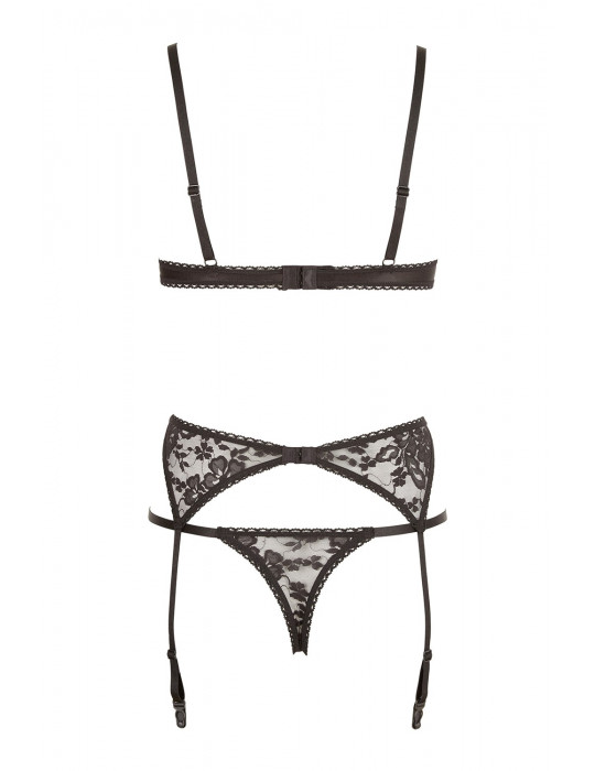 Ensemble sexy trois pièces en dentelle noire - R2210185