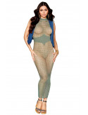 Robe bodystocking en filet dans un design géométrique sans couture - DG0489SAG Robe bodystocking en filet dans un design géométrique sans couture - DG0489SAG