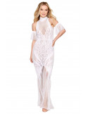 Robe bodystocking en résille et dentelle blanche - DG0490WHT Robe bodystocking en résille et dentelle blanche - DG0490WHT